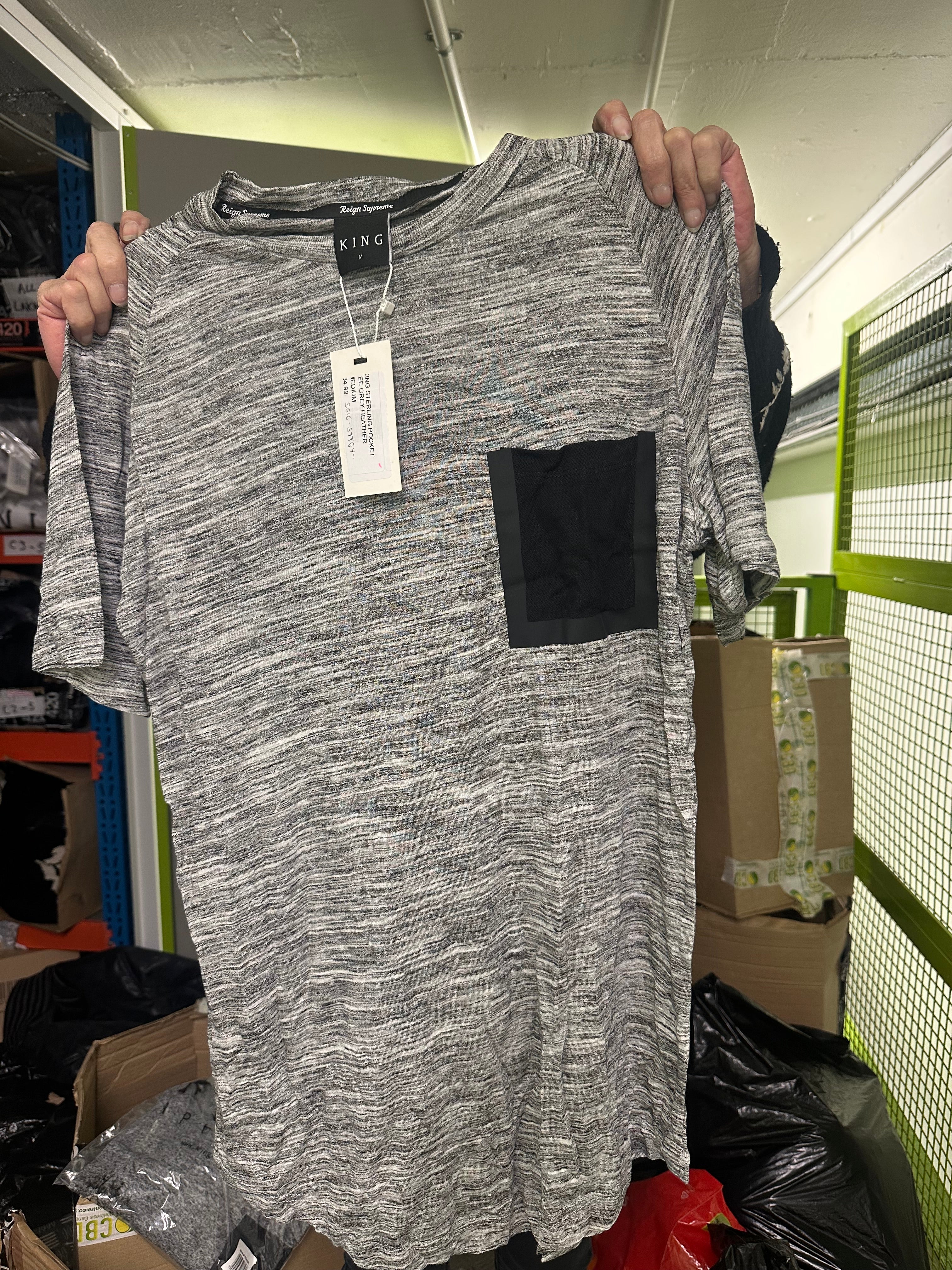 KING APPAREL STERLING POCKET T-SHIRT - CHARCOAL
