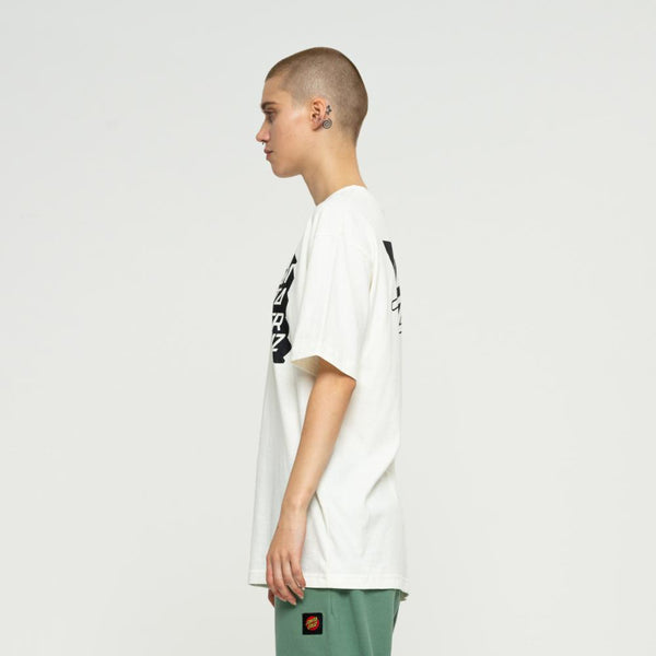 SANTA CRUZ - STACKED STRIP REVERSE T-SHIRT - UNBLEACHED COTTON