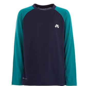 NIKE SB YOUTH LOGO DRI-FIT LONG SLEEVE T-SHIRT - OBSIDIAN