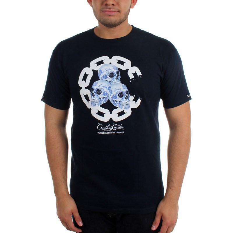 CROOKS & CASTLES SKULLWARE CHAIN C T-SHIRT - NAVY