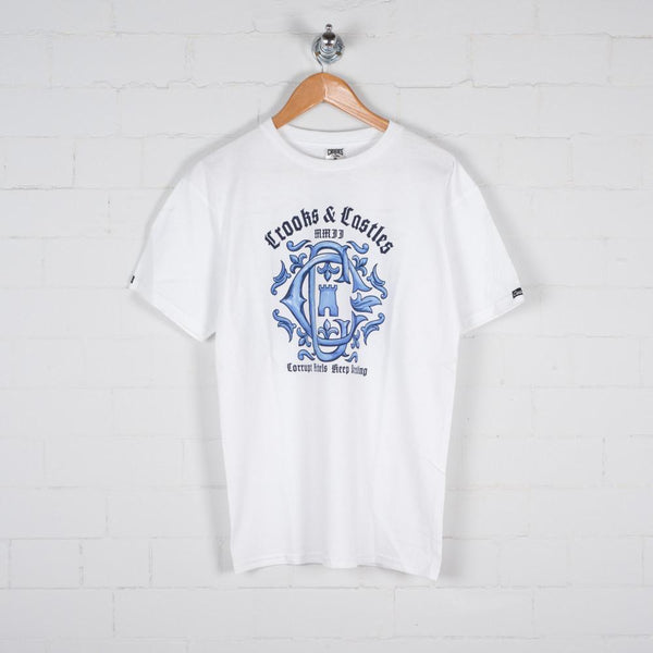 CROOKS & CASTLES CRKS INDIGO T-SHIRT - WHITE