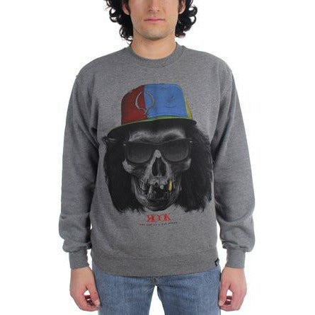 ROOK - CROSSED SKULL CREWNECK SWEATSHIRT - HEATHER GREY