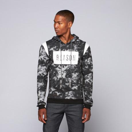 REASON ACID WASH BOX LOGO HOODIE - BLACK