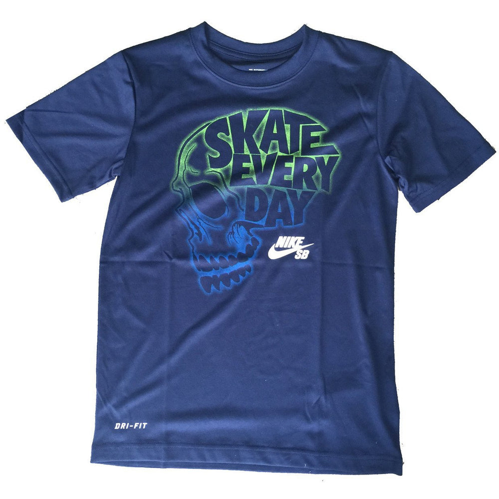 NIKE SB YOUTH SKULL "SKATE EVERY DAY" T-SHIRT - OBSIDIAN