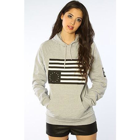 BLACK SCALE REBEL FLAG PULLOVER HOODIE - HEATHER GREY