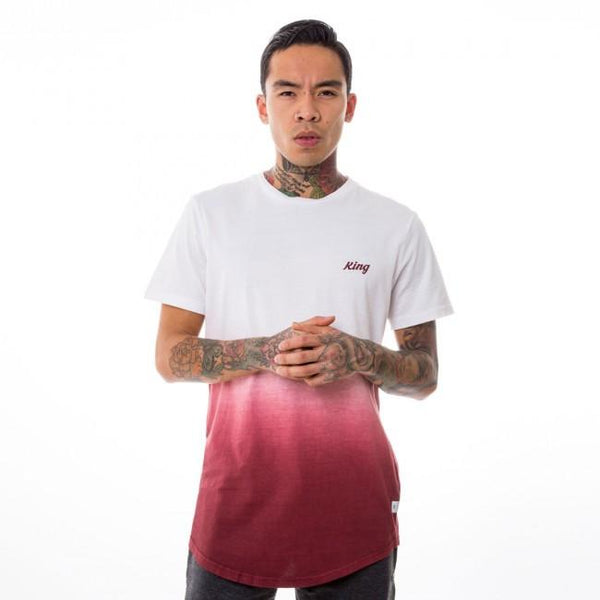 KING APPAREL SCRIPT DIP DYE T-SHIRT - MAROON