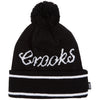 CROOKS & CASTLES HELLION KNITTED POM BEANIE - BLACK