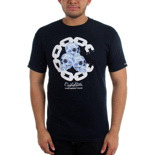 CROOKS & CASTLES SKULLWARE CHAIN C T-SHIRT - NAVY