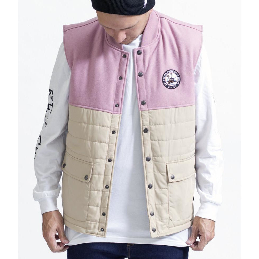 KEY STREET PINTAIL PUFFER VEST JACKET - PINK/DESERT