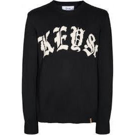 KEY STREET OLD ENGLISH KNIT SWEATSHIRT - BLACK