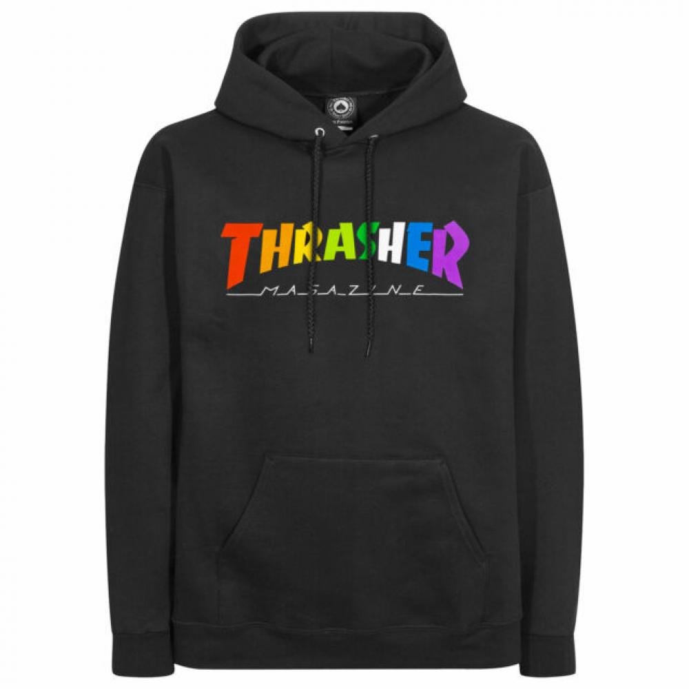 THRASHER RAINBOW SKATE MAG HOODIE - BLACK