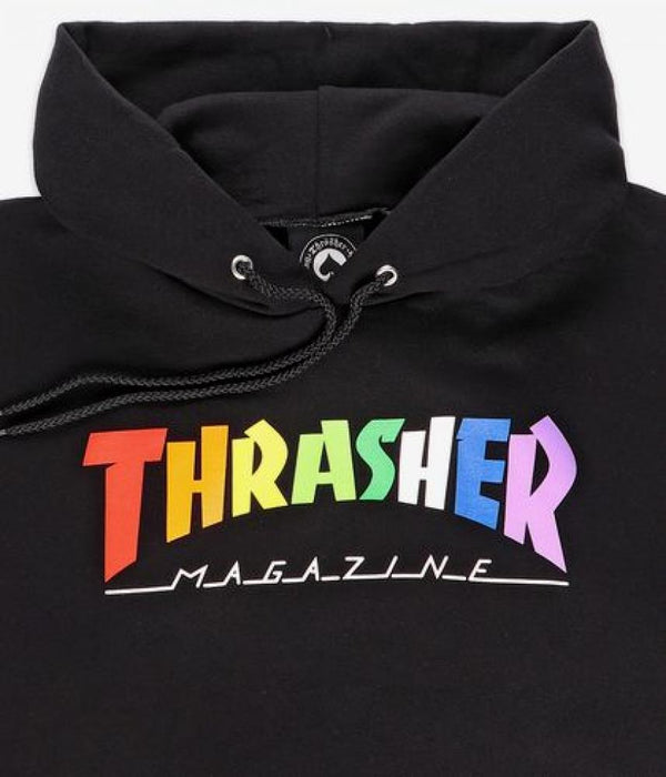 THRASHER RAINBOW SKATE MAG HOODIE - BLACK