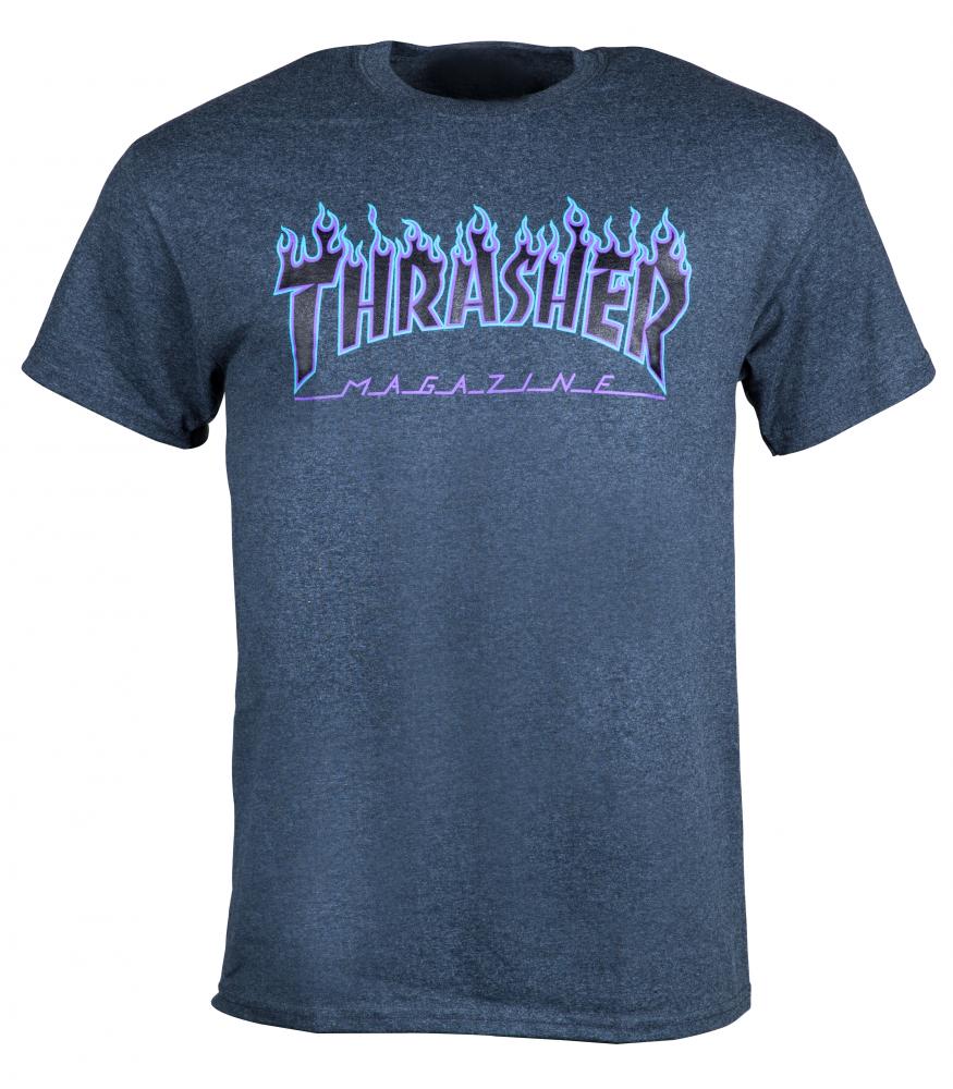 THRASHER SKATE MAG FLAME LOGO T-SHIRT - DARK HEATHER