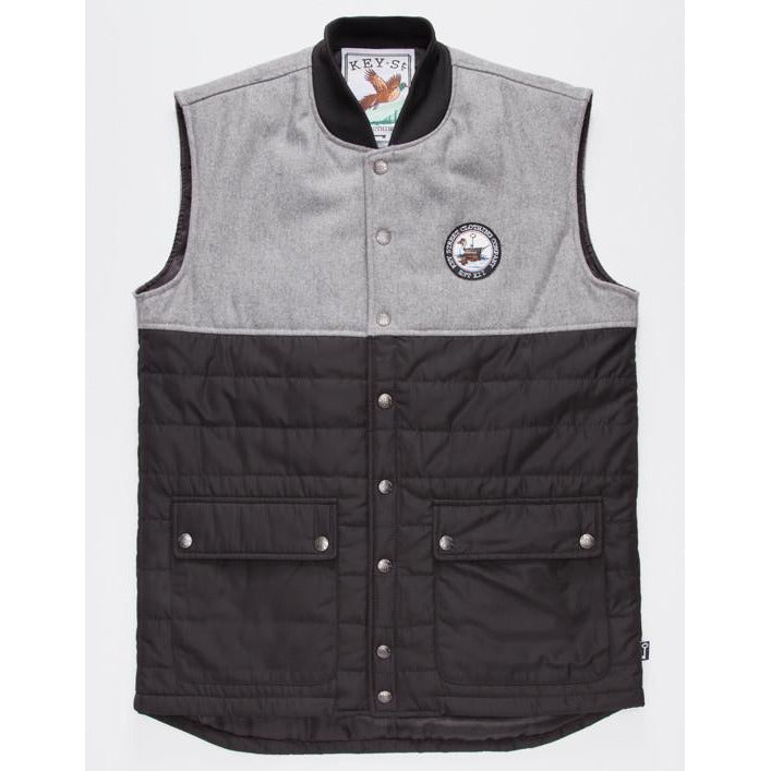 KEY STREET PINTAIL PUFFER VEST JACKET - BLACK/GREY