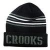CROOKS & CASTLES CORE STRIPED BEANIE - BLACK