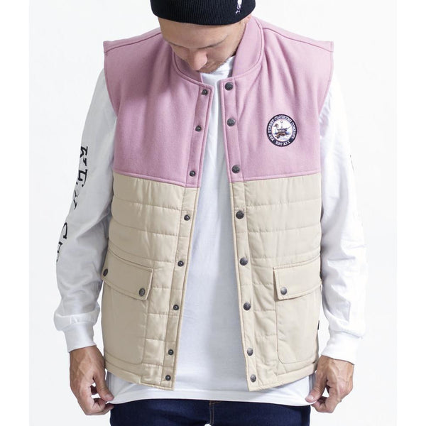 KEY STREET PINTAIL PUFFER VEST JACKET - PINK/DESERT