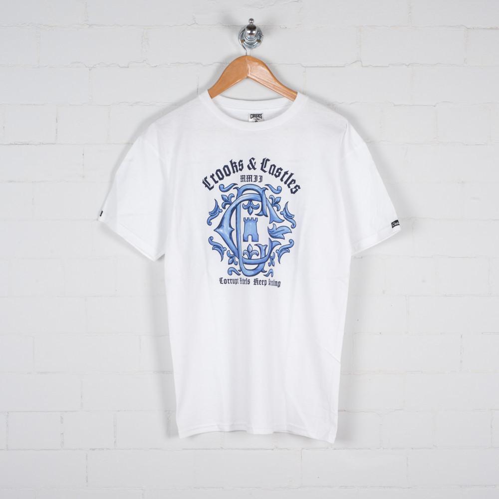 CROOKS & CASTLES CRKS INDIGO T-SHIRT - WHITE