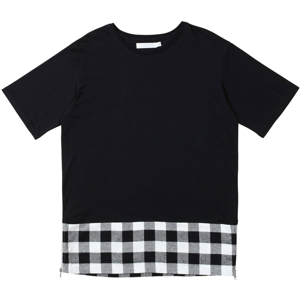 REASON BLEEKER PANEL ZIP ELONG T-SHIRT - BLACK