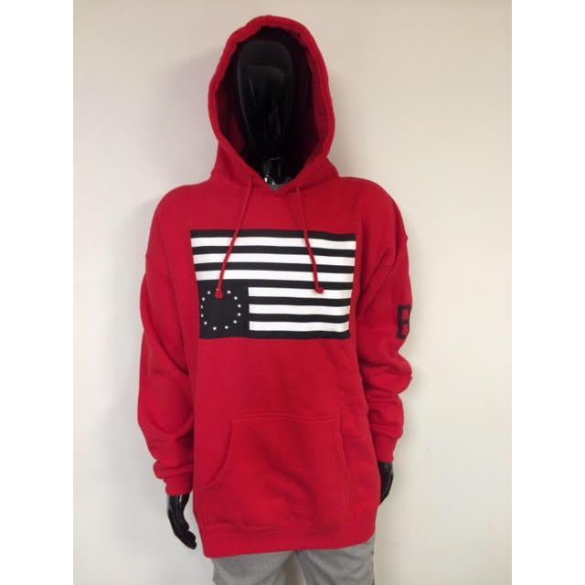 BLACK SCALE REBEL FLAG PULLOVER HOODIE - RED