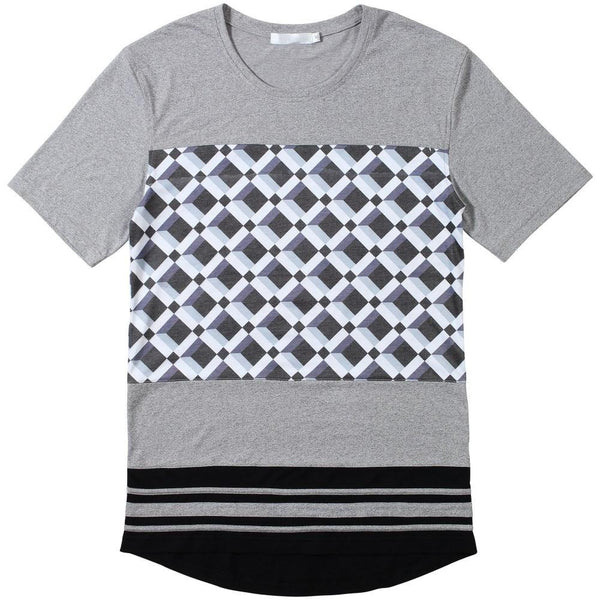 REASON GRIDS ELONG PANEL T-SHIRT - HEATHER PREMIUM