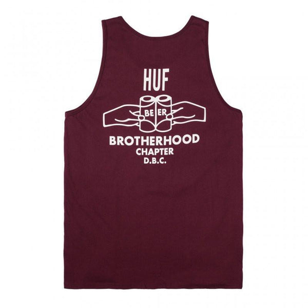 HUF BROTHERHOOD VEST TOP - BURGUNDY