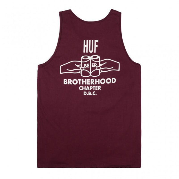 HUF BROTHERHOOD VEST TOP - BURGUNDY