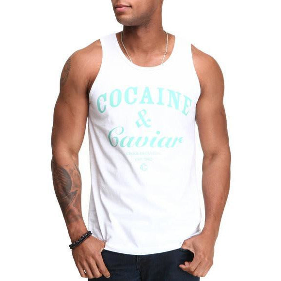 CROOKS & CASTLES COCA VEST TOP - WHITE/BLUE