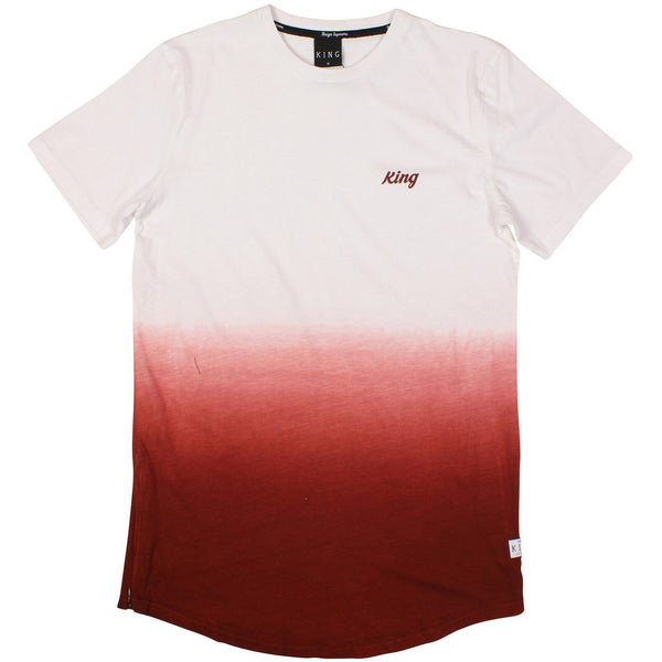 KING APPAREL SCRIPT DIP DYE T-SHIRT - MAROON