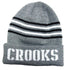 CROOKS & CASTLES CORE STRIPED BEANIE - GREY