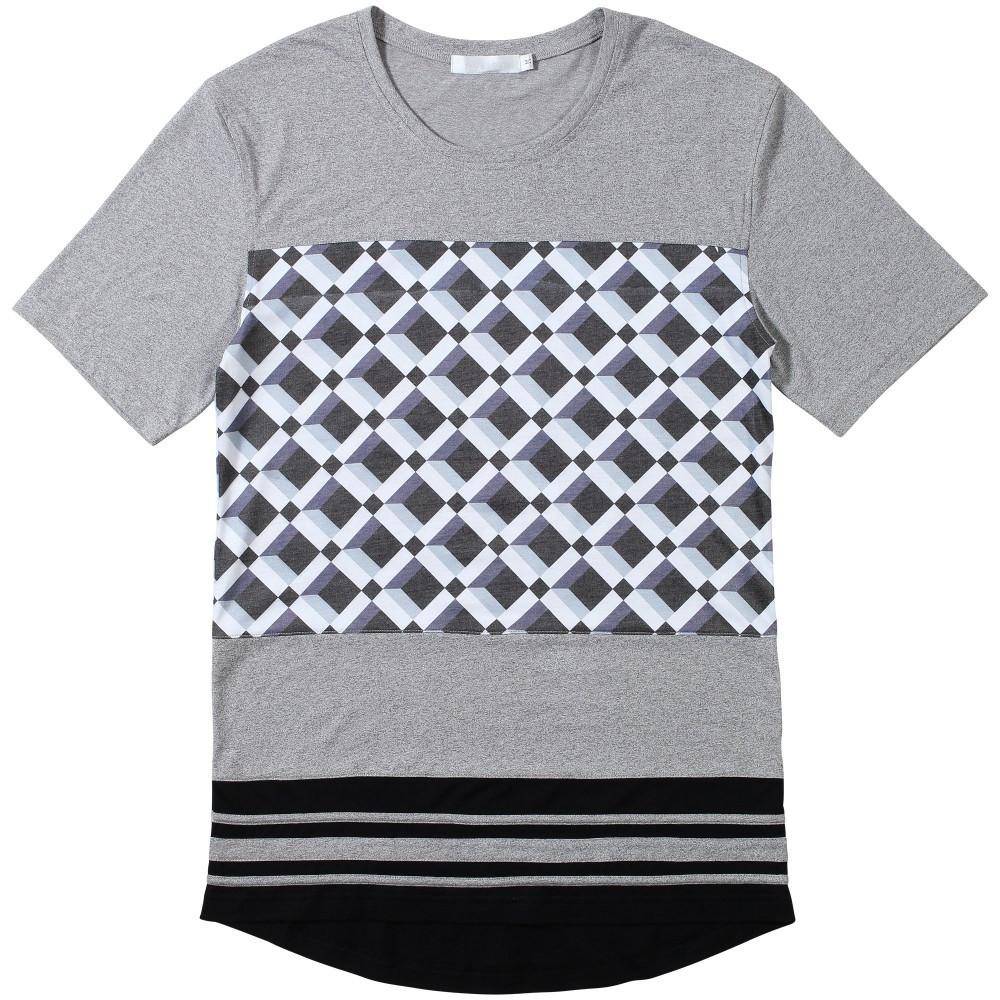 REASON GRIDS ELONG PANEL T-SHIRT - HEATHER PREMIUM