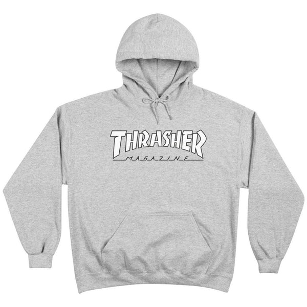 THRASHER HOODY - OUTLINED - GREY/WHITE