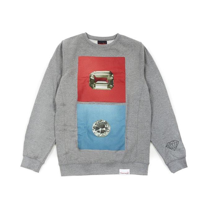 DIAMOND SUPPLY CO EMERALD SQUARE CREWNECK - GUNMETAL