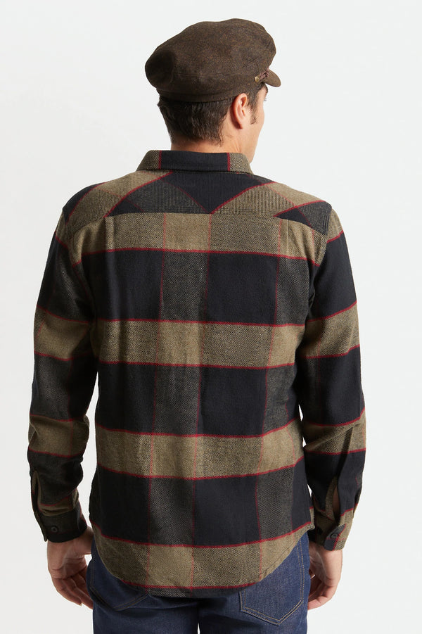 BRIXTON BOWERY L/S FLANNEL - HEATHER GREY & CHARCOAL