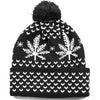 REASON LEAF PATTERN BEANIE - BLACK