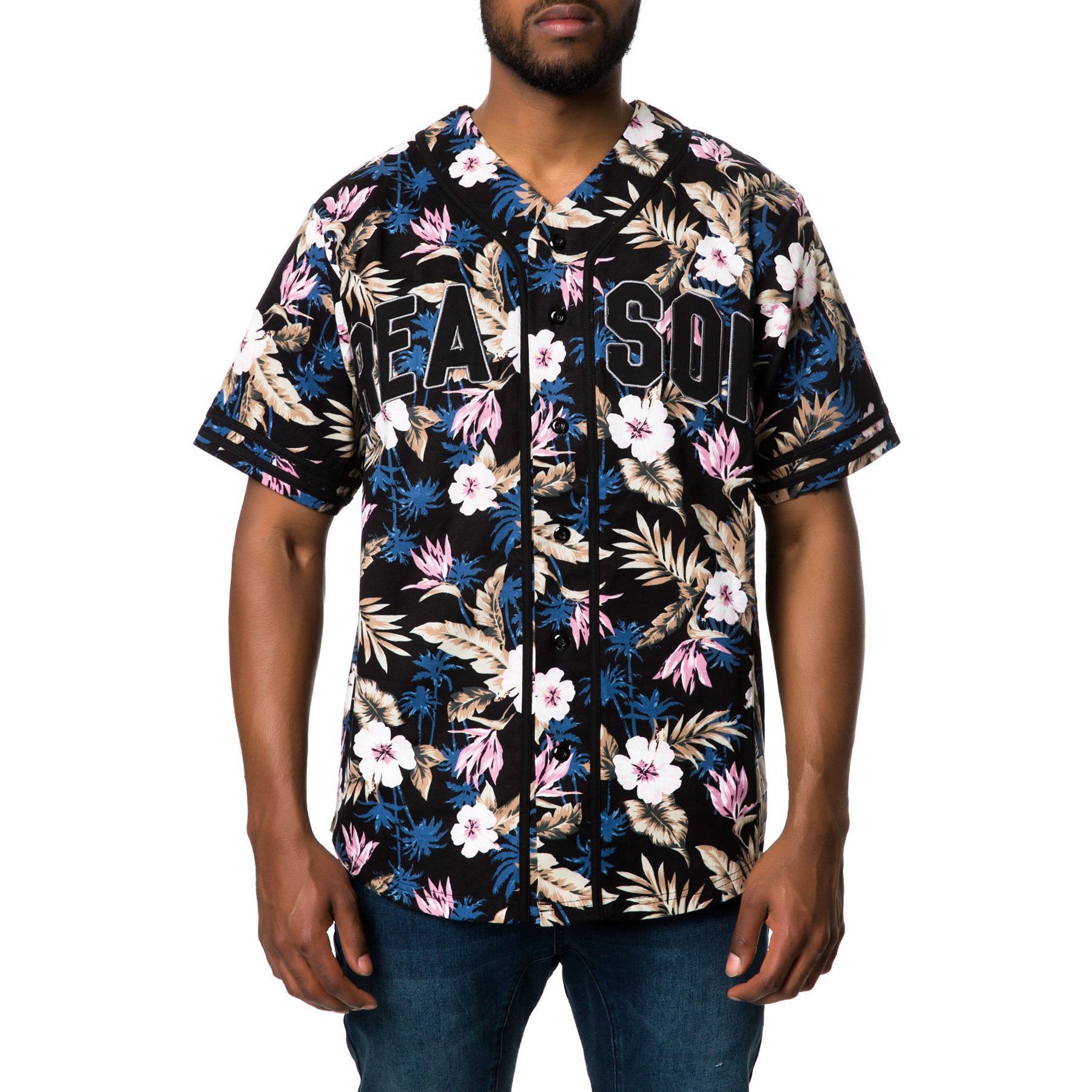 REASON ALOHA BASEBALL SHIRT - BLUE